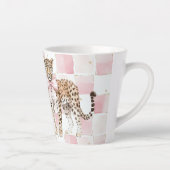 Leopard Pink Bow Squares Latte Mok (Rechts)