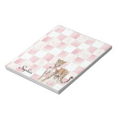 Leopard Pink Bow Squares Notitieblok (Linkerzijde)