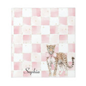 Leopard Pink Bow Squares Notitieblok (Voorkant)