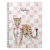 Leopard Pink Bow Squares Notitieboek (Voorkant)