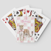 Leopard Pink Bow Squares Pokerkaarten (Achterkant)