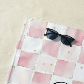 Leopard Pink Bow Squares Strandlaken (In situ)