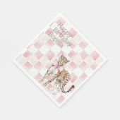 Leopard Pink Bow Squares Verjaardag Servet (Hoek)