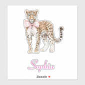 Leopard Pink Bow Sticker (Vel)