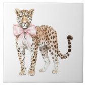 Leopard Pink Bow Tegeltje (Voorkant)