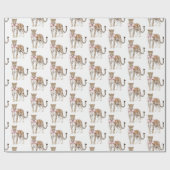 Leopard Pink Bow Verjaardag Cadeaupapier (Vlak)