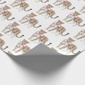Leopard Pink Bow Verjaardag Cadeaupapier (Hoek)