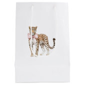 Leopard Pink Bow Verjaardag Medium Cadeauzakje (Achterkant)