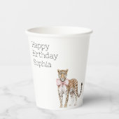 Leopard Pink Bow Verjaardag Papieren Bekers (Voorkant)