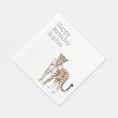 Leopard Pink Bow Verjaardag Servet (Hoek)
