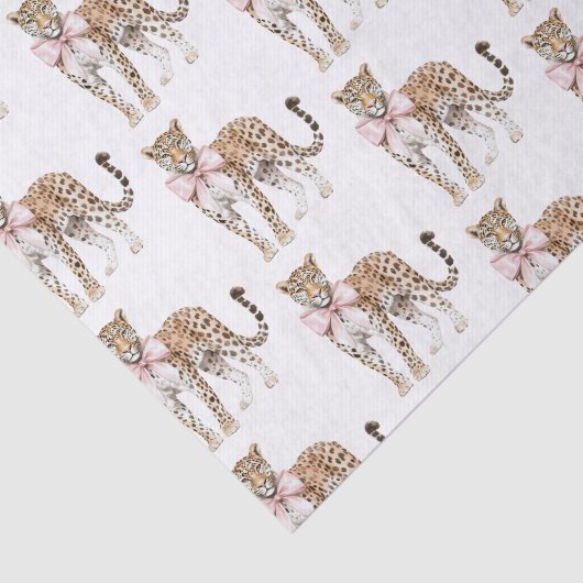 Leopard Pink Bow Verjaardag Tissuepapier (Detail)