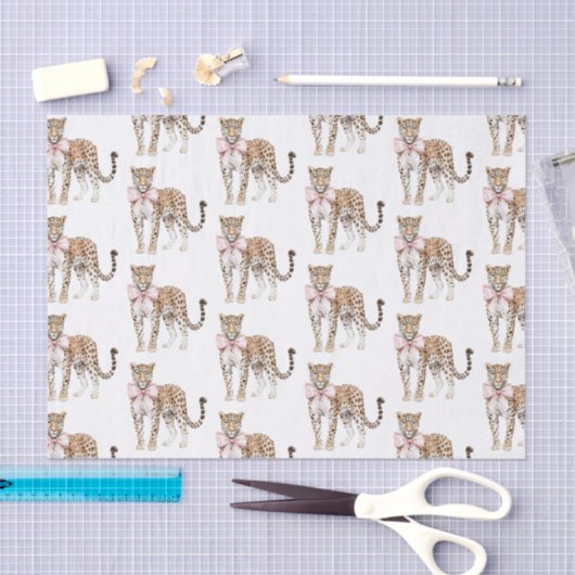 Leopard Pink Bow Verjaardag Tissuepapier (Craft)