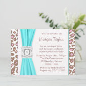 Leopard Pink Brown Blauwgroen 21ste verjaardagsfee Kaart (Staand voorkant)