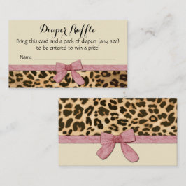 Leopard Pink Girl Baby shower Diaper Raffle Card Visitekaartje