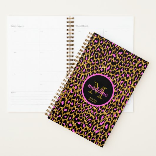 Leopard Pink Gold Sparkle Glam Girly Planner (Display)