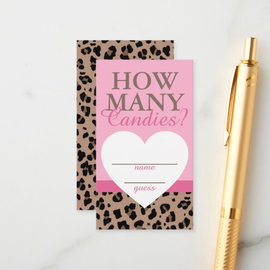 Leopard & Pink Hoeveel Snoepjes spel raden Kaarten (Voorkant / Achterkant in situ)
