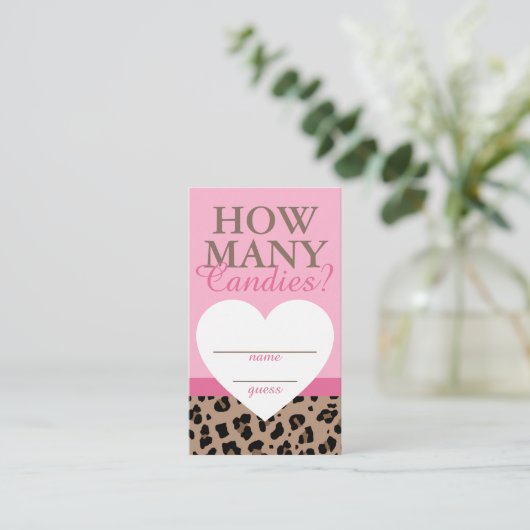 Leopard & Pink Hoeveel Snoepjes spel raden Kaarten (Staand voorkant)