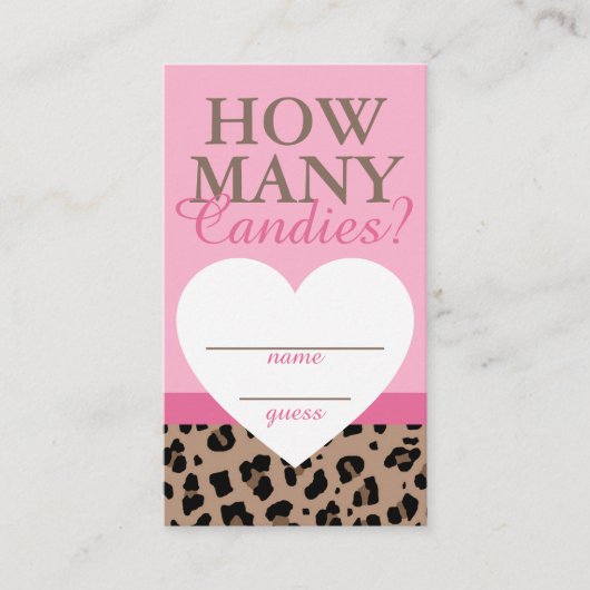 Leopard & Pink Hoeveel Snoepjes spel raden Kaarten (Voorkant)