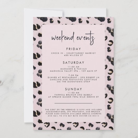 Leopard Pink Laten we Wilde Bachelorette halen Kaart (Achterkant)