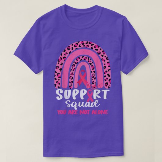 Leopard Pink Rainbow Support Squad Breast Cancer A T-shirt (Design voorkant)