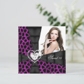 Leopard Pink Sweet 16 Zestien Birthday Party Kaart (Staand voorkant)