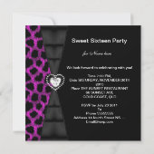 Leopard Pink Sweet 16 Zestien Birthday Party Kaart (Achterkant)