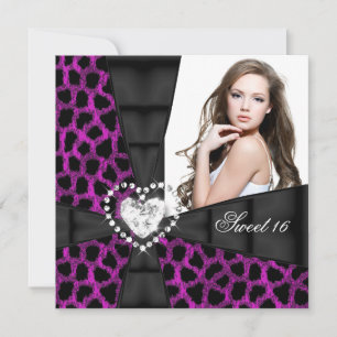 Leopard Pink Sweet 16 Zestien Birthday Party Kaart