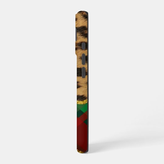 Leopard Plaid iPhone 16 Hoesje (Linkerkant)