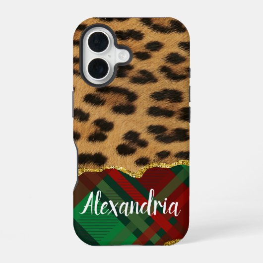 Leopard Plaid iPhone 16 Hoesje (Achterkant)