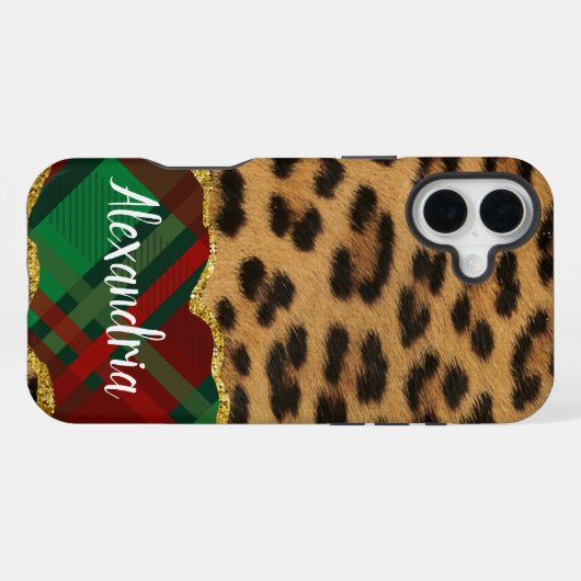 Leopard Plaid iPhone Hoesje (Achterkant horizontaal)
