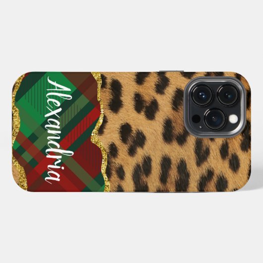 Leopard Plaid iPhone Hoesje (Achterkant horizontaal)