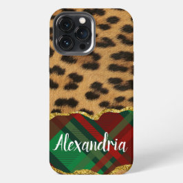 Leopard Plaid iPhone 13 Pro Max Hoesje