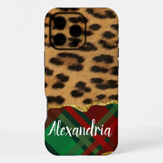 Leopard Plaid iPhone Hoesje (Achterkant)