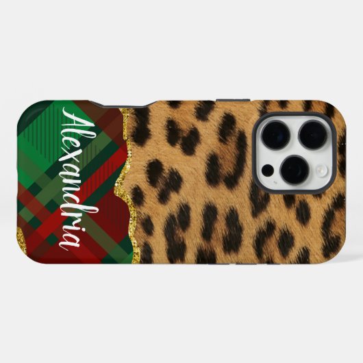 Leopard Plaid iPhone Hoesje (Achterkant horizontaal)