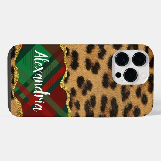 Leopard Plaid iPhone Hoesje (Achterkant horizontaal)