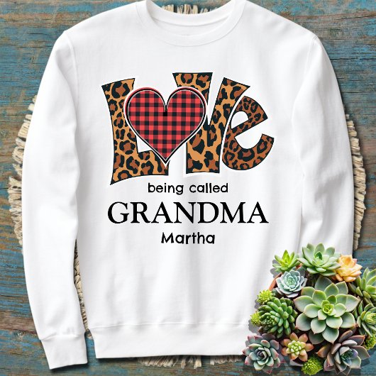 Leopard Plaid Love wordt oma genoemd Trui