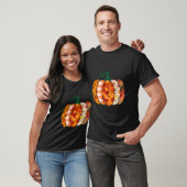 Leopard Plaid Maple Leaf Pompoen Herfst Herfst Dan T-shirt (Unisex)