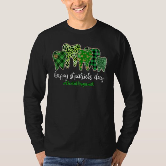 Leopard Plaid Tooth Teeth Dental Hygienist St Patr T-shirt (Voorkant)