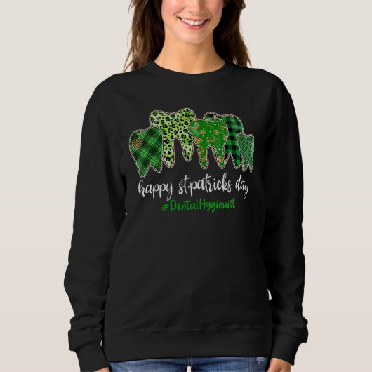 Leopard Plaid Tooth Teeth Dental Hygienist St Patr Trui (Voorkant)
