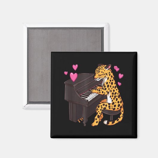 Leopard Playing Ano Valentines Day Funny Leopard  Magneet (Voorkant / Achterkant)