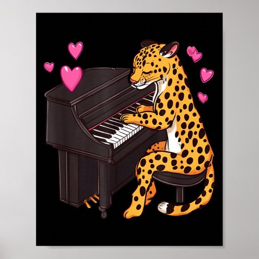 Leopard Playing Ano Valentines Day Funny Leopard  Poster (Voorkant)