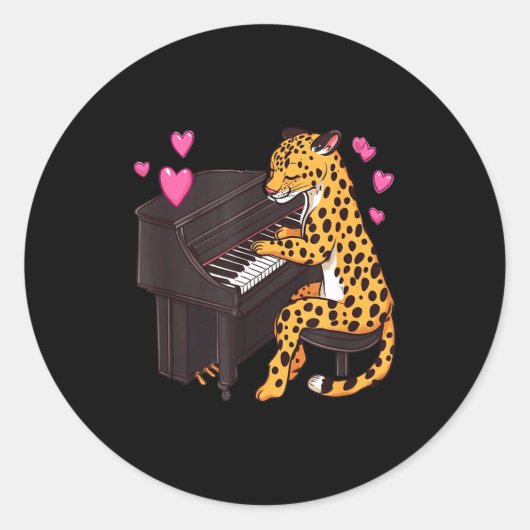 Leopard Playing Ano Valentines Day Funny Leopard  Ronde Sticker (Voorkant)