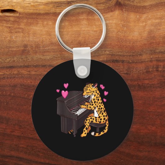 Leopard Playing Ano Valentines Day Funny Leopard  Sleutelhanger (Voorkant)