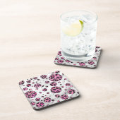 Leopard Polka Dot Black en Hot Pink Print Bier Onderzetter (Rechterzijde)