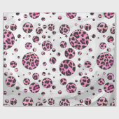 Leopard Polka Dot Black en Hot Pink Print Cadeaupapier (Vlak)