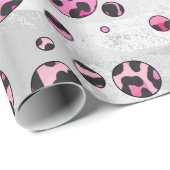 Leopard Polka Dot Black en Hot Pink Print Cadeaupapier (Rol Hoek)