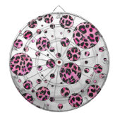 Leopard Polka Dot Black en Hot Pink Print Dartbord (Voorkant)