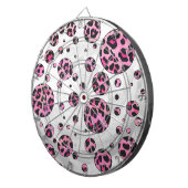 Leopard Polka Dot Black en Hot Pink Print Dartbord (Voorkant Rechts)