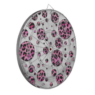 Leopard Polka Dot Black en Hot Pink Print Dartbord