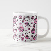Leopard Polka Dot Black en Hot Pink Print Grote Koffiekop (Rechts)